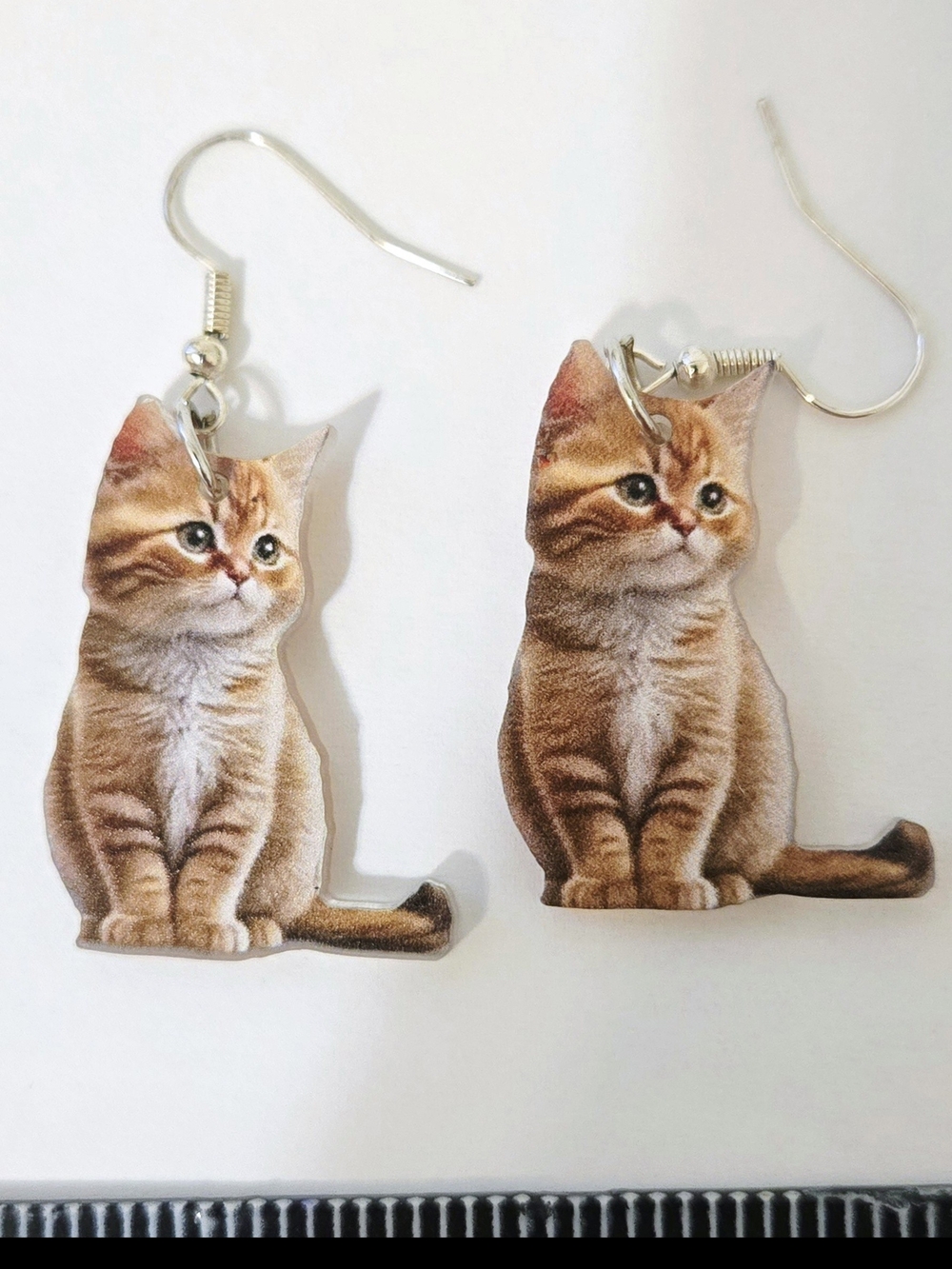 Pretty Orange Cat Tabby Kitten Dangle Earrings - Picture 4 of 16